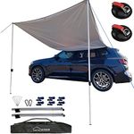 DANCHEL OUTDOOR Portable Car Awning Need not Roof Rack, Removable Suction Cups Camper Vehicle Awning Tarp Overlanding Truck SUV Camping (Gray,6.5ftx9.8ft)