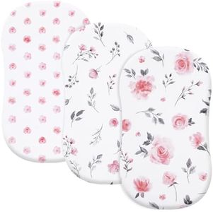 david's kids 3 Pack Bassinet Sheets, Ultra Soft Breathable Comfortable Baby Sheet Set for Boys Girls Neutral, Univeral Fit for Most Cradle and Bassinet Mattress, Floral Flowers