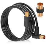 TV Aerial Cable 1m – Pure Copper TV Coaxial Cable with Dual Shielding for Strong Signal – Straight or Right-Angle – Female-to-Female Adaptor Included – Fire-Resistant Aerial Connectors by RELIAGINT