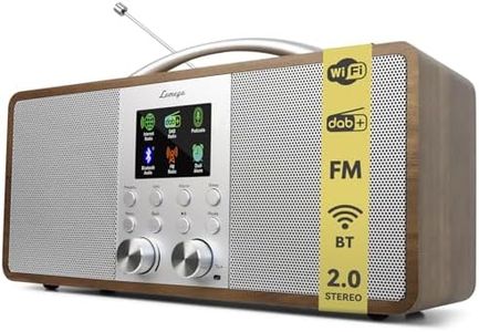 Lemega IR6 Internet Radio with Podcasts & Bluetooth Streaming, FM Stereo Radio, 2.0 Dual Speakers, 150 Presets, Alarm Clock, Rechargeable Battery, Premium Wooden Cabinet & Aluminium Handle-Walnut