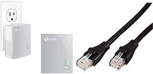 TP-Link AV600 Powerline Ethernet Adapter - Plug&Play, Power Saving, Nano Powerline Adapter(Tl-PA4010 Kit) with AmazonBasics RJ45 Cat-6 Ethernet Patch Internet Cable - 10 Feet (3 Meters) Bundle