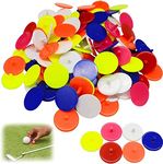 AMRTA Plastic Golf Ball Markers 50 pcs Round Flat Golf Ball Position Marker for Putting Green Coin,Diameter 25mm Mixed Color Golf Ball Mark Tool For Men Women Golfing(50 Pieces)