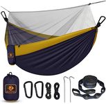 Camping Hammock with Net,Travel Portable Lightweight Hammocks with Tree Straps and Solid D-Shape Carabiners,Parachute Nylon Hammock for Outsides Backpacking Beach Backyard Patio Hiking