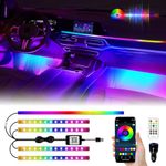 YM E-Brightt 5 in 1 Car Interior Led Light Kit，Dreamcolor Acrylic Neon Interior Car LED Strip Lights，Dash Footwell Multicolor with Music Sync Mode and DIY Mode