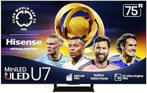 Hisense 75" Class U7 Mini-LED ULED 4K UHD Google Smart TV (75U75QG, 2025 Model) - QLED, Native 165Hz, VRR 288, Up to 3000 Nits, HDR10+, Dolby Vision IQ · Atmos, IMAX Enhanced, 2.1.2 Ch Surround