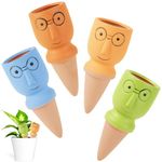 AMFUN Self Watering Spikes, Self Watering Globes, Plant Watering Device, Terracotta Plant Watering Stakes, Automatic Watering Spikes for Indoor Outdoor Plants 4 Packs