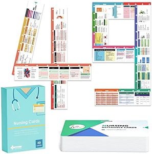 49 Horizontal Nursing Badge Reference Cards, Nursing School Essentials Set, Bonus Cheat Sheets - Lab Values, EKG, Vitals, Etc for Nurse, LPN, Or Students