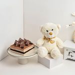 FlowerAura Delicious Fresh 500 Gram Chocolicious Coffee Cake With Cute Teddy Bear For Valentine's Day Gift, Birthday Gift, Anniversary Gift & Mother's Day Gift (Same Day Delivery)