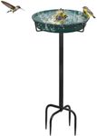 YALINKA 35.5In Freestanding Birdbaths Bowl Outdoor, Standing Garden Bird Bath Bird Feeder Bowl with Metal Stake, Detachable Decoration Spa Birdfeeder for Garden Patio Yard Lawn, 4 Spiky Feet (D)