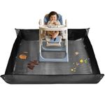 Extra Large Splat Mat for Under High Chair, 150 x 150 cm Waterproof Floor Protector, Snap-Corner Spill Catching Design, Easy Wipe-Clean Feeding Area Mat for Messy Meals, Crafts or Picnic Use