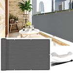 KAHEIGN Balcony Privacy Screen, 0.9m x 5m Patio Privacy Protective Screens 200g/m² HDPE 95% UV Block Porch Privacy Fence Cover for Backyard Deck Railing Pools - with Cable Ties and Rope