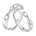 Beydodo 925 Sterling Silver Rings, Sun and Moon Matching Rings for Couples - Heartbeat Matching Rings Engraved I Love You - Valentines Day Gift for Men and Women