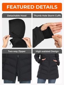 ORORO Women’s Heated Puffer Jacket, Black, Medium