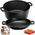 Overmont 2 in 1 Cast Iron Dutch Ove