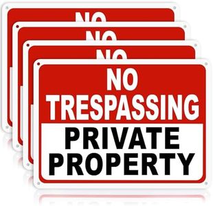 Large No Trespassing Signs Private Property – 4 Pack 14x10 Inch Reflective Aluminum Yard Security Signs, Heavy Duty 40 Mil Rust Free Outdoor Warning Sign for Fence, Driveway, Gate & Perimeter