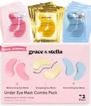 Under Eye Mask - Reduce Dark Circles, Puffy Eyes, Undereye Bags, Wrinkles - Gel Under Eye Patches, Vegan Cruelty-Free Self Care by grace and stella (72 Pairs, GoldPinkBlue)24 Pair (Pack of 3)