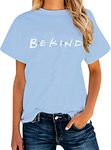 ALAPUSA Be Kind T Shirt Women's Cause Cotton Inspirational Graphic Tees 1-Blue 2XL