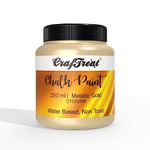 CrafTreat Metallic Gold 250 ML - Chalk Paint for Wood Furniture, Wall, Home Decor, Glass, DIY Craft - Matte Acrylic Multi Surface Paint - 250ml