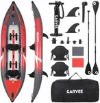 GarveeLife 2 Person Inflatable Kayak，Fishing Kayak for Adults, Portable Touring Kayaks with Padded Seat, 3 Fins, Hand Pump, Carry Bag, Repair Kit，12.5FT/450 LBS Weight Capacity