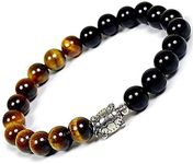 GaiaGems Certified Tiger Eye & Black Tourmaline Bracelet with Turtle Charm for Money and Wealth Attraction, for and Job Growth