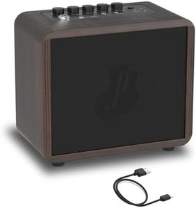 JUSTPRO 15W Mini Guitar Amp, Portable Acoustic/Electric Guitar Bass Amplifier Rechargeable, Wireless Guitar Practice Amp with Reverb, Chorus & Delay, Supports OTG, AUX, REC, Bass and Treble Control