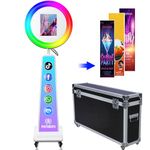 HITUGU Portable Photo Booth for iPad 10.2in 10.9in 11in 12.9in,Metal Shell Selfie Station photobooth Machine,RGB Ring Light,Free Custom Logo,Remote Control,Flight Case,for Parties,Wedding,Halloween