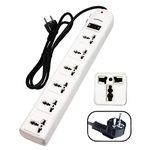 K KRIËGER Universal Power Strip AC 220-240V Surge Protector With Heavy Duty German Schuko Plug For Computer, Printers, 6 Universal AC Outlets - Type E/F