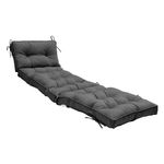 QILLOWAY Indoor/Outdoor Chaise Lounge Cushion with Ties,Replacement Patio Cushions for Lawn Pool. (Dark Grey)