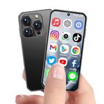 Upgraded Mini Phone 4G Mini Smartphone Unlocked 3.88" HD Full Screen 1950mAh Android 12,Dual SIM 4GB+64GB,World's Smallest Tiny Cell Phone 4G Small Mobile Phones for Kids GPS Face ID (Black)