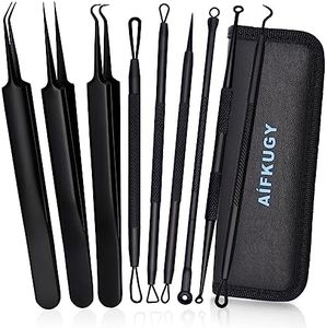 Extracteur Point Noir, AIFKUGY® 9 Pièces Tire Comedons, pince à point noir, Kit Points Noirs, Pince Tire comédon de Point Noir Nez-Noir