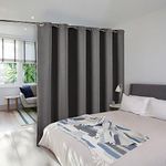 NICETOWN Privacy Protected Long Curtain - Separate Function Baby Room Divider Wide Curtain Drape Blackout (1 Pc, 10ft/120in Wide by 9ft/108in Long, Grey)