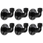 Pynsseu Industrial Pipe Hooks 6 Pack, Iron Robe and Towel Hook, Heavy Duty DIY Wall Mounted Rustic Coat Hanger Hat Holder, Matte Black Hook