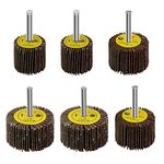 TorSor 6 Pack Sanding Flap Wheel 80 Grits Aluminum Oxide for Remove Rust Weld Burr 1/4 Shank Drill Rotary Tools Abrasive Cylindrical Flap Sander Handle Louver Grinding Head Sandpaper Impeller