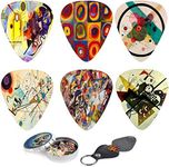 Abstract Art Cool Guitar Picks - Kandinsky Paintings Complete Set. 12 Medium Celluloid Guitar Picks In a Box W/Picks Holder. Unique Gift For Bass, Electric & Acoustic Guitars