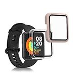 kwmobile Cover Comaptible with Xiaomi Redmi Watch 2 Lite Covers - 2x Tempered Glass with Plastic Frame - Transparent/Vintage Pink