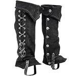 Adult Pirate Boot Covers Medieval Faux Leather Boot Top Viking Knight Shoes Cover Fancy Dress Cosplay Leg Covers Halloween Costume Accessory Vintage Boots Top with Studs for Men Women, 1 Pair