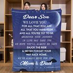 UFOORO Fathers Day for Son Gifts from Parents, Son Bed Blanket from Mom and Dad - to My Son Birthday Gifts Throw Blanket from Parents