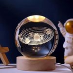 Desidiya Unique 3D Universe Crystal Ball Night Light with Wooden Base - LED USB Table Lamp for Kids, Teens, and Home Decor