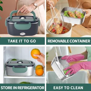 Electric Heated Lunch Box – Navy Green, Portable Food Warmer
