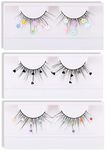 Skynest False Eyelashes, Dramatic Glitter Sequin Lashes with Colorful Heart/Black Heart/Colorful Flower Makeup DIY Lashes Decorative for New Year Christmas Halloweens Cosplay Party(3 Pairs)