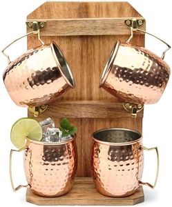 Kitchen Science Moscow Mule Mugs (Set of 4 mugs) with brass hooks- Stand