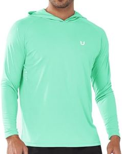 NORTHYARD Men's UPF 50+ Hoodie Shirts Long Sleeve Sun Protection Fishing Swim Beach UV SPF Rash Guard Quick Dry Lightweight LIGHTMINT 4XL