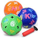 Mini Footballs Soccer Balls for Kids Toddlers Baby 6-12 Months, 6'' Bouncy Number Learning Sport Soccer Balls for Indoor Outdoor, Educational Letter Soft Ball Gift for Girls Boys 2 3 4 5 6 7(3 PCS)