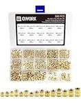 QWORK® 380PCS Brass Threaded Inserts Female Thread Knurled Nuts, M2 M2.5 M3 M4 M5 M6 Embedment Nuts Assortment Kit for Plastic Parts 3D Printing Parts by Heat or Ultrasonic