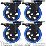 5 Inch Caster Wheels 2200Lbs, Heavy Duty Casters Set of 4 with Brake, Casters, Safety Dual Swivel Locking Industrial Casters, No Noise Wheels for Cart (Two Hardware Kits Included)