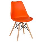 Finch Fox Eames Replica Nordan DSW Stylish & Modern Furniture Plastic Chairs with Cushion for Cafeteria Seating for Dining Chair, Side Chair, Kitchen, Restaurants, Hotels in Orange Color