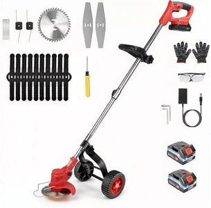 Cordless Grass Trimmer Electric Whipper Snipper,3-in-1 Brush Cutter Weed Cutter Lawn Trimmer, Weed Wacker with Wheels Adjustable Lightweight for Lawn, Garden (Sliver)