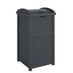 Suncast Trash Hideaway Refuse Container, Stylish Resin Outdoor Garbage Bin with Latching Lid, 30 to 33 Gallon Capacity, Cyberspace