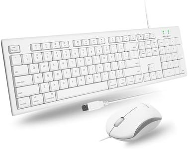 Macally Full Size USB Wired Mac Keyboard and Mouse Combo - Compatible Ergonomic Apple Keyboard and Mouse with Mac Shortcuts and Number Keypad for Mac Mini Pro, iMac Computer, MacBook Pro Air Laptops