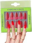 PaintLab Press-On Nails Manicure Kit, Red Jelly Almond, 24-Piece Set, Long-Lasting Fake Nails with Glue, File, Prep Pad & Cuticle Stick